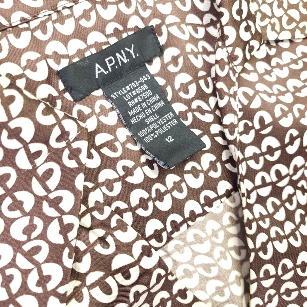 New A.P.N.Y. Brown White Patterned Satin Dress Sz 12 - Picture 16 of 16